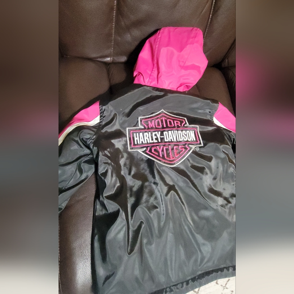 Harley Davidson Reversible Jacket Girls 6/7 VGUC